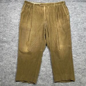 Palm Beach Reflex Mens Pleated Corduroy Pants 44R Khaki Relaxed Fit Trousers